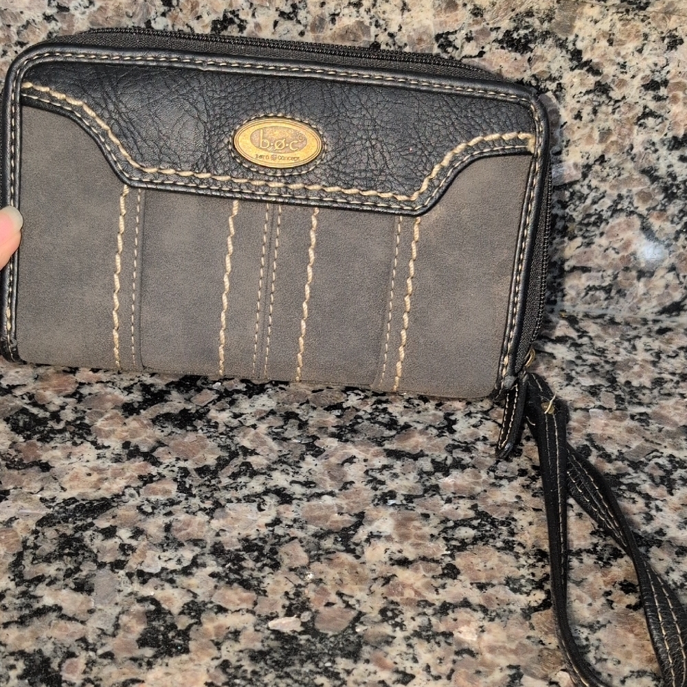 b.o.c. Black and Gray Wristlet W Removable Crossbody Strap